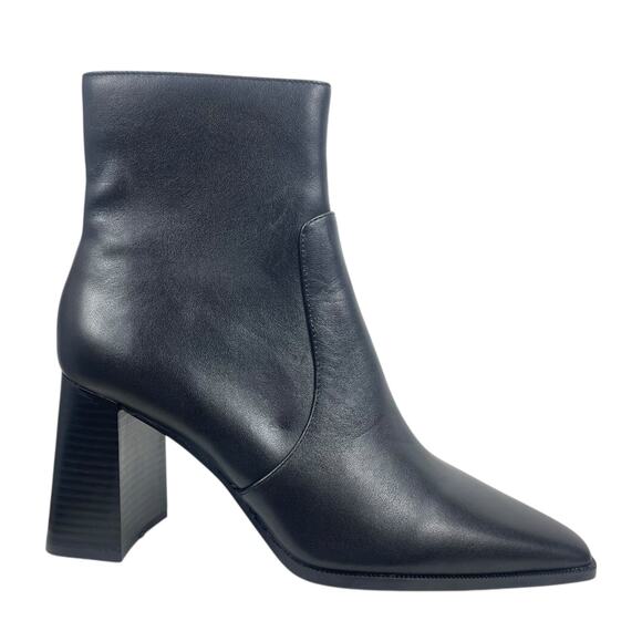 Mango Leather Square Toe Heeled Ankle Boots Black Size 38/ 7.5 - Picture 3 of 12